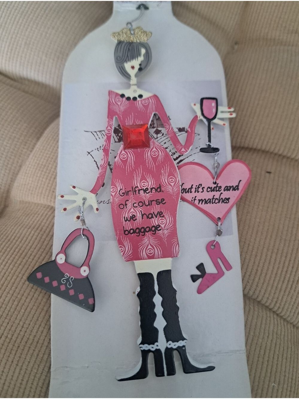 WINE BOTTLE CHARM Mother's Day fun gadget Girls night Purse Shoes fridge magnet